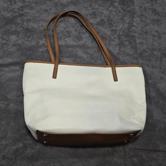 Nine West White Striped Tote Shoulder Bag Purse - Picture 5 of 11